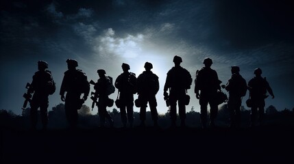 Fototapeta na wymiar silhouettes of soldiers