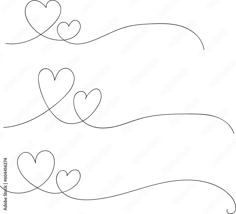 Poster abstract one line hand drawn heart vector.