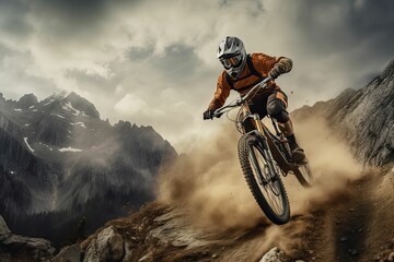 Mountain Biker Taking a Huge Jump - Generative AI