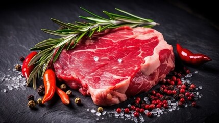 Fresh raw beef steaks. Generative AI