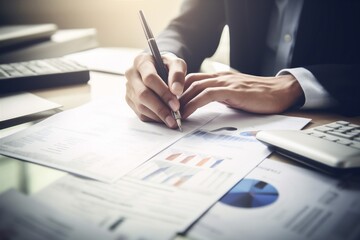 Fototapeta premium office man business contract signature hand document businessman lawyer businessperson group. Generative AI.