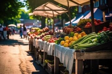 Fototapeta na wymiar Local grocery market on street. AI Generated