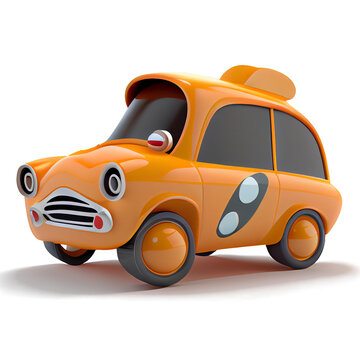 Cute cartoon cars on a transparent background (PNG) for decorating projects. AI generator