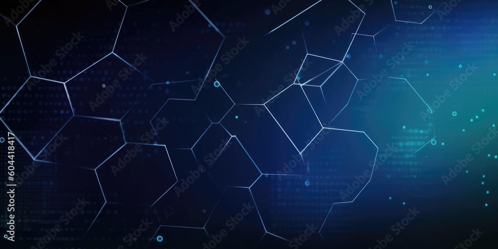 Poster blue hexagon technology abstract background. generative ai aig21.