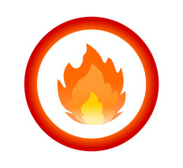 Vector fire with red circle on white background