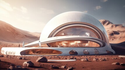 Fototapeta na wymiar Ultra modern futuristic design of building. Generative AI