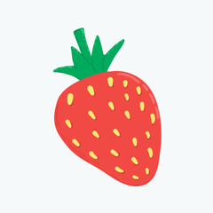 Fruity sweet strawberry. Cartoon funny Design for greeting cards, posters, patches and prints for clothes, flyers, emblems