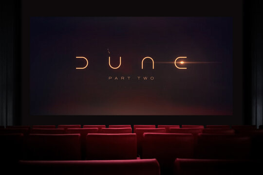 Dune Part Two movie in the cinema. Watching a movie in the cinema. Astana, Kazakhstan - May 15, 2023.