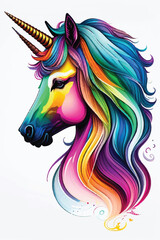 colorful collage unicorn dynamic rainbow gradient  vector illustration