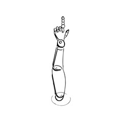 Vector illustration. Minimalism. Robot hand. Prosthetic human hand.