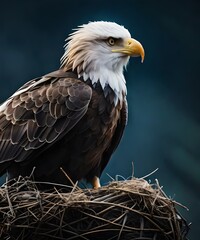 Obraz premium Moment of tenderness between a pair of Bald eagle birds,Two birds in love, Generative AI