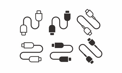 set of usb cable vector icon