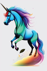 colorful unicorn watercolor rainbow art vector illustration