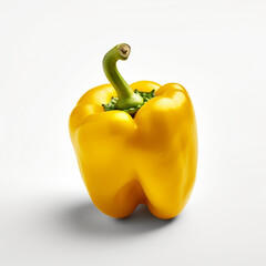 yellow capsicum pepper vegetable on white background