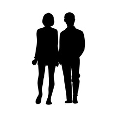 Vector illustration. Minimalism. Silhouette couple man and woman.