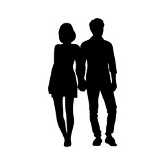 Vector illustration. Minimalism. Silhouette couple man and woman.