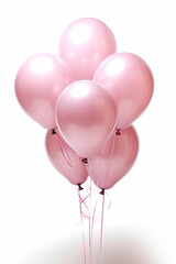 Bunch of pink balloons on white background. Generative Ai