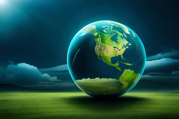 world environment and Earth day concept with green globe 