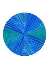 interessante kreisfigur mit vielen konzentrischen ringen und vier strukturierten sektoren in den farben blau und grün schillernd, modern art,
