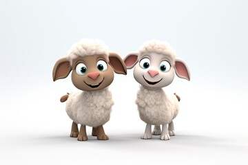 Obraz premium SHEEP AND LAMB - EID AL ADHA - 3D CARTOON - Generative AI