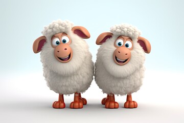 Fototapeta premium SHEEP AND LAMB - EID AL ADHA - 3D CARTOON - Generative AI 