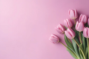 Springtime Tulips: A Flat Lay Greeting, generative AI