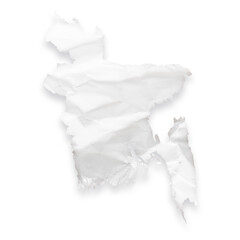 Country map of Bangladesh as a crumpled paper cut-out isolated on transparent background