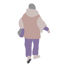 The girl is walking down the street in winter clothes. Vector flat city infographics.	
