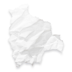 Country map of Bolivia as a crumpled paper cut-out isolated on transparent background