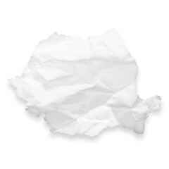 Country map of Romania as a crumpled paper cut-out isolated on transparent background
