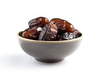 bowl of dates  isolated on white background 