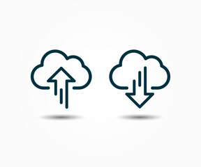 Cloud storage symbol. Download and Upload cloud vector icon.