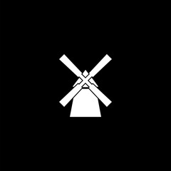 Outline french windmill icon for web design isolated on black background