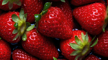 Overhead view of strawberries created with Generative AI