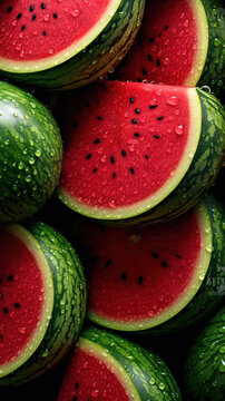 Overhead view of watermelon created with Generative AI