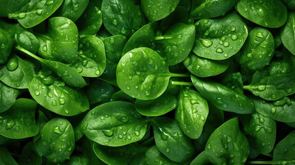 Obraz na płótnie Canvas Overhead view of spinach created with Generative AI