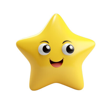 Cute yellow star smiling with a face on a transparent background, Generative AI