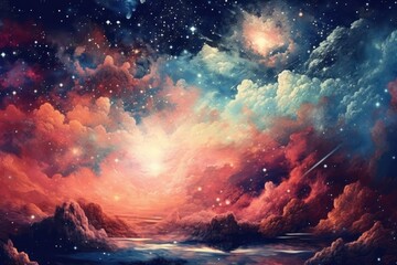 Fototapeta premium AI Generated Fantasy Universe Starry Sky background