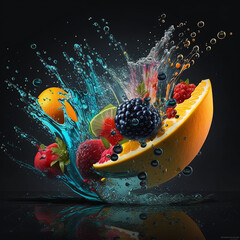 Fototapeta na wymiar splash fruits images wallpaper