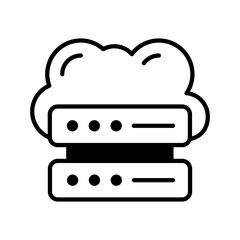 Data server with cloud denoting icon of cloud server in trendy style, premium icon