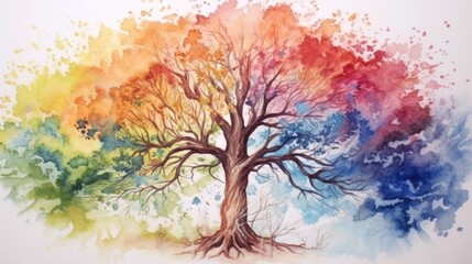 Obraz na płótnie Canvas Watercolor tree. Generative AI