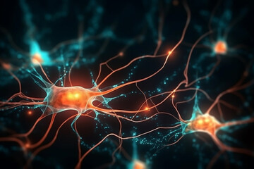 Neuron cells or neuronal network background wallpaper illustration. Ai generated