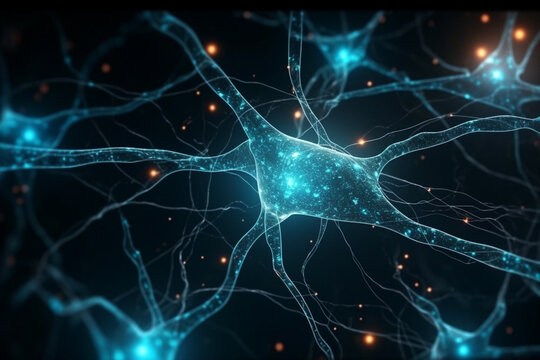 Neuron cells or neuronal network background wallpaper illustration. Ai generated