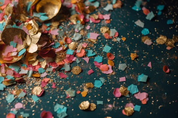Fototapeta premium Party confetti background wallpaper photography. Ai generated