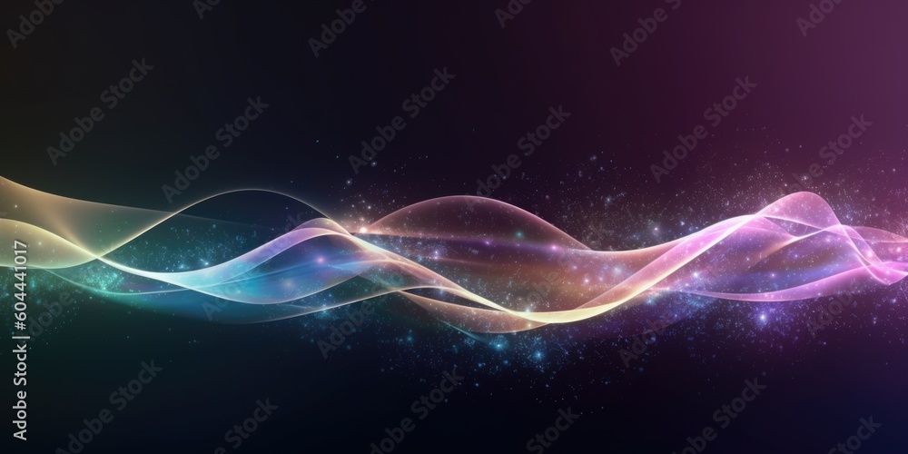 Poster wavy abstract shapes with glittering effect. generative ai aig21.