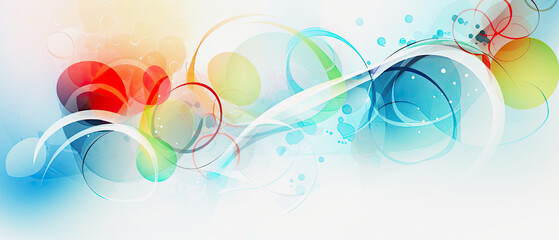 generative ai illustration of a red, blue and white modern background with circles, copy space