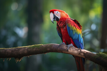 Fototapeta na wymiar Parrot on isolated background in vibrant colors - Generative AI