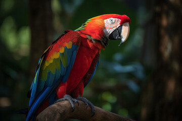 Parrot on isolated background in vibrant colors - Generative AI