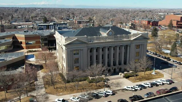 2023 - Excellent aerial footage of the Weld County Courthouse in Greeley, Colorado.