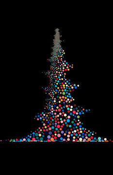 Holiday tree in the style of dot-painted colors, abstract minimalism multi-coloured, christmas card tree template. Generative Ai Illustration.

